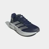 Championes de running Adidas Duramo Speed 2, color azul con detalles plateados y suela blanca.