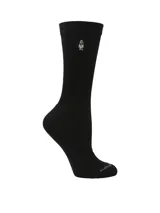 Pack de tres pares de medias de largo medio Hush Puppies, confeccionadas en algodón suave con tecnología Comfort Cuff y tratamiento antimicrobiano Silpure. Incluye un par negro, un par gris oscuro y un par gris claro, cada uno con el logo de la marca bordado en el lateral.