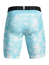 Short de compresión Under Armour línea Curry, con diseño estampado en tonos celestes y blancos. Cuenta con cintura elástica ancha con logo y paneles de malla para mayor ventilación.