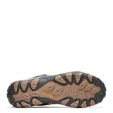 Championes de trekking Merrell Accentor 3, color beige con detalles en marrón oscuro y naranja. Diseño con malla transpirable y refuerzos de gamuza, suela de goma con relieve para mayor tracción y cordones reforzados.