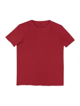 Camiseta básica de corte regular y cuello redondo, confeccionada en algodón de color azul oscuro.