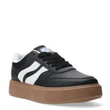 Championes urbanos Miss Carol Bety, color negro con plataforma marrón y detalles en blanco.