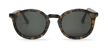 Lentes de sol Mr Boho modelo Chamberi, con montura redonda de acetato color carey y lentes grises.