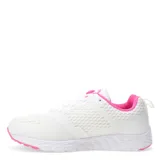 Championes deportivos negros con detalles en violeta, capellada de mesh y suela blanca.