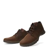 Botas de caña media Caterpillar modelo Science Mid, confeccionadas en cuero nobuck color marrón oscuro. Presentan cierre con cordones, suela de goma resistente y logo de la marca grabado en el lateral y la lengüeta.