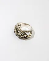 Anillo de plata 925 con dublé de oro y circonias blancas, con diseño de eslabones.