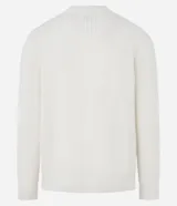 Suéter masculino confeccionado en punto con algodón más sostenible, cuello redondo, manga larga y bajo ajustados. Prenda con textura en efecto trenzado.