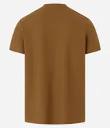 Remera de corte regular y textura tipo colmena, color bordó, con cuello redondo y mangas cortas.
