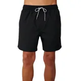 Short de baño Rip Curl Offset Daily Volley de 16 pulgadas, color negro, con cintura elástica con cordón ajustable bicolor y red interna.