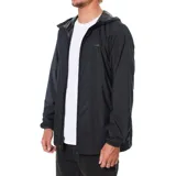 Campera rompevientos Katin modelo Otg Shadow, color negro, confeccionada en poliéster ligero con acabado impermeable. Presenta cierre frontal completo, capucha ajustable y puños elásticos.