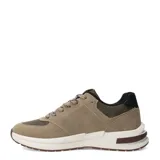 Championes urbanos Umbro modelo Kixs, color beige con detalles en marrón oscuro y negro. Presentan el logo de la marca en el lateral, suela de plataforma blanca y cordones jaspeados.