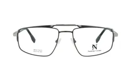 Armazón de anteojos Nazareno Corsini modelo 6012, de diseño rectangular con doble puente metálico en color gris oscuro.