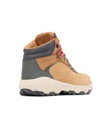 Botas de trekking Columbia Newton Wander Omni-Grip para mujer, en tono tostado con detalles en gris y cordones rojos. Confeccionadas con ante impermeable, incorporan tecnología Omni-Tech y Omni-Max para mayor estabilidad y amortiguación, y suela de caucho de alta tracción.