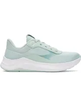 Championes de entrenamiento Under Armour modelo Aurora 3, color verde menta con suela blanca. Presentan una parte superior de malla transpirable con detalles superpuestos y amortiguación Charged+ en la mediasuela para mayor comodidad.