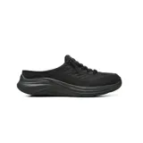Zueco deportivo Skechers Contour Foam color negro, con diseño tipo mule de talón descubierto, parte superior de malla acolchada y cordones elásticos.