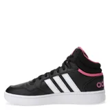 Championes Adidas Hoops 3.0 Mid de caña alta, color negro con detalles en blanco y rosa.