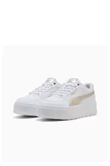 Championes Puma Karmen II Idol de plataforma, color blanco con detalles dorados y franja lateral característica de la marca.