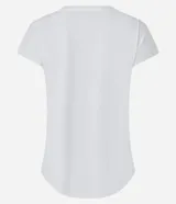 Remera deportiva celeste de microfibra texturizada, con mangas cortas y recortes en los laterales.