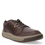 Zapatos casuales Caterpillar modelo Apa Cush, color marrón café, confeccionados en cuero con cordones y suela de goma en tono beige.