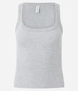 Musculosa gris de algodón con cuello redondo en rib.