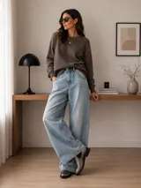Botín tipo Chelsea de cuero metalizado en tono bronce, con paneles elásticos laterales en color beige. Presenta detalles de costuras decorativas tipo brogue en la puntera y laterales, con suela de goma antideslizante y taco bajo foliado.