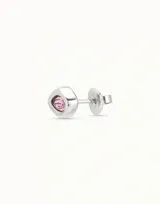 Aro piercing plateado con forma de ojo y cristal Swarovski color zafiro claro.