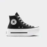 Zapatillas Converse All Star Lift Double Stack de caña alta color negro con plataforma blanca.