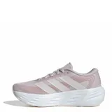 Championes de running Adidas Galaxy 8 W para mujer, color rosado claro con suela blanca y las clásicas tres tiras de la marca en un tono más oscuro en los laterales.