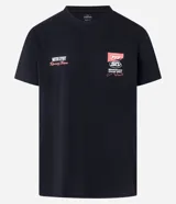 Remera negra de algodón con estampado de un auto de carreras y texto "Motor Sport World Champion Team Adrenaline Birmingham Grand Prix".