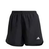 Short deportivo negro Adidas Run It para mujer, con cintura elástica y logo blanco estampado en la pierna.