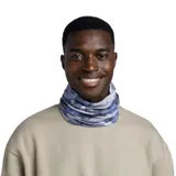 Cuello tubular Buff Original Ecostretch con estampado abstracto en tonos azules y grises.