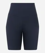 Bermuda deportiva azul de poliamida, con cintura alta y corte ajustado.