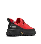 Championes de trekking Columbia modelo Tellurix Titanium Omni-Max, color rojo con detalles en negro. Confeccionados con malla técnica transpirable e impermeable OutDry, mediasuela Techlite+ para mayor estabilidad y amortiguación, y suela Vibram con tacos de 4.5 mm para máxima tracción.