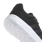 Championes Adidas Lite Racer 4.0, color negro con detalles en blanco, con las tres tiras características de la marca en los laterales y suela Cloudfoam.