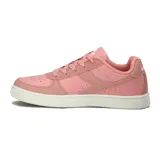 Championes casuales de mujer Diadora modelo Helio, color rosa claro con detalles en gamuza y suela blanca. Presentan cordones rosas y el logo de la marca en la lengüeta.