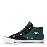 Championes Converse modelo Malden Street Hi, de caña media, con diseño bicolor en verde y negro. Presentan puntera de goma blanca, cordones negros y suela de goma vulcanizada.