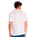 Remera blanca de algodón con cuello redondo y logo de Caterpillar estampado en el pecho.