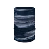 Cuello multifuncional Buff, modelo Polar Reversible, con diseño estampado abstracto en tonos azul marino, gris y blanco.