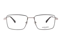 Anteojos de receta Azzaro con armazón metálico de forma rectangular, color gris oscuro, con detalles texturizados en las varillas y almohadillas nasales ajustables.