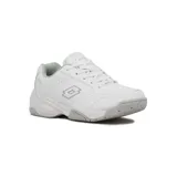 Championes Lotto modelo SK2003 Tennis, color blanco con detalles en gris. Diseño deportivo con suela de goma resistente y logo de la marca en el lateral.