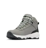 Botas de trekking Columbia modelo Newton Wander Ltr Omni-Grip, de color gris con detalles en negro y suela blanca. Diseño impermeable de caña media, con cordones y parte superior de cuero.