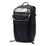 Mochila Columbia modelo Triple Canyon 24L con tecnología Omni-Shield, color negro. Cuenta con bolsillos laterales para botellas, compartimento principal con cierre, panel trasero de malla transpirable y tirantes acolchados.