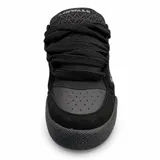 Zapatillas Airwalk modelo Bramer, color negro con detalles en verde militar y suela blanca. Presentan diseño de caña baja con cordones y aplique circular con logo en el lateral.