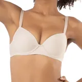 Soutien push-up con aros y copas moldeadas, color beige claro. Tirantes ajustables.