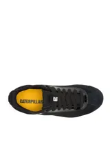 Sneakers Caterpillar modelo Hex Lite Qt, color negro con suela chunky blanca, confeccionadas en gamuza con detalles sintéticos y cordones negros.