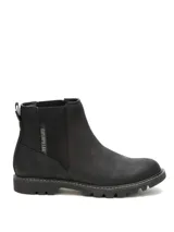 Botin tipo chelsea Caterpillar modelo Colorado para mujer, color negro, de cuero nobuk texturizado con paneles elásticos laterales y suela de goma con tracción.