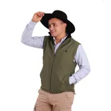 Chaleco negro de microfibra impermeable con interior de polar y cierre frontal.