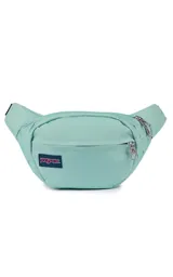 Riñonera Jansport modelo Fifth Avenue, color negro, con compartimento principal con cierre y bolsillo frontal con cierre.