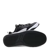 Championes urbanos Puma modelo Park Lifestyle, color negro con detalles en blanco. Presentan un diseño de corte bajo con la icónica franja lateral de la marca y suela de goma resistente.