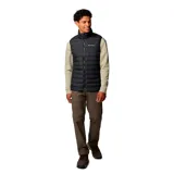 Chaleco negro Columbia Powder Lite II para hombre, con tecnología Omni-Heat de revestimiento térmico reflectante, tecnología Omni-Shield que repele la humedad y resiste las manchas, aislamiento Thermarator de poliéster reciclado, tela resistente al agua, protector de barbilla, bolsillos con cierre y bajo ajustable con cordón.